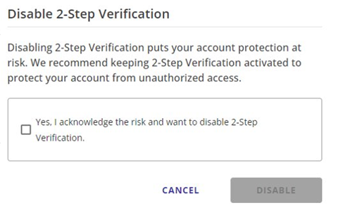 disable 2 step verification mailbird